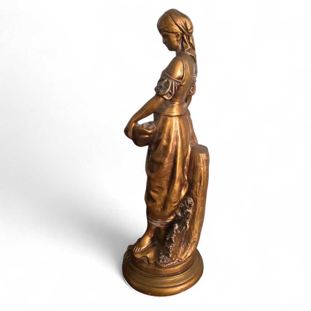 Vintage French Spelter Lady Statue “La Grâce de Dieu” Bronze Old World Decor - Picture 4 of 9